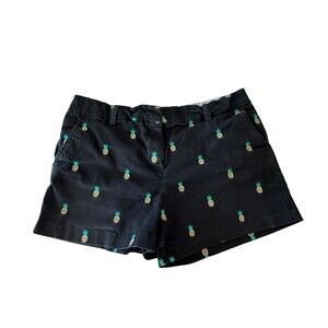 Cambridge Dry Goods Women’s Black Pineapple Print Shorts, size 10